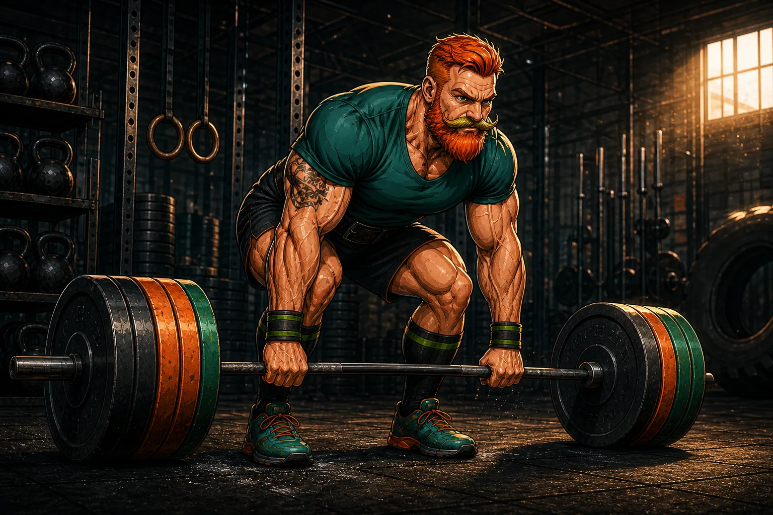 Sporter bekijkt zijn fitness trainingsschema en progressie in de sportschool