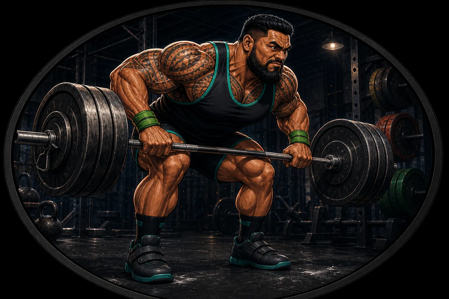Atleet voert een perfecte barbell bent over row uit in de sportschool