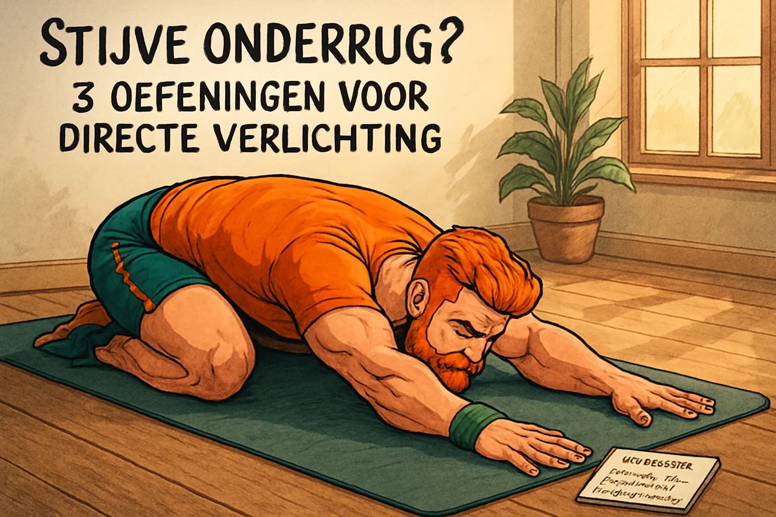 Atleet die met gecontroleerde houding zijn onderrug mobiliseert voor een krachttraining.